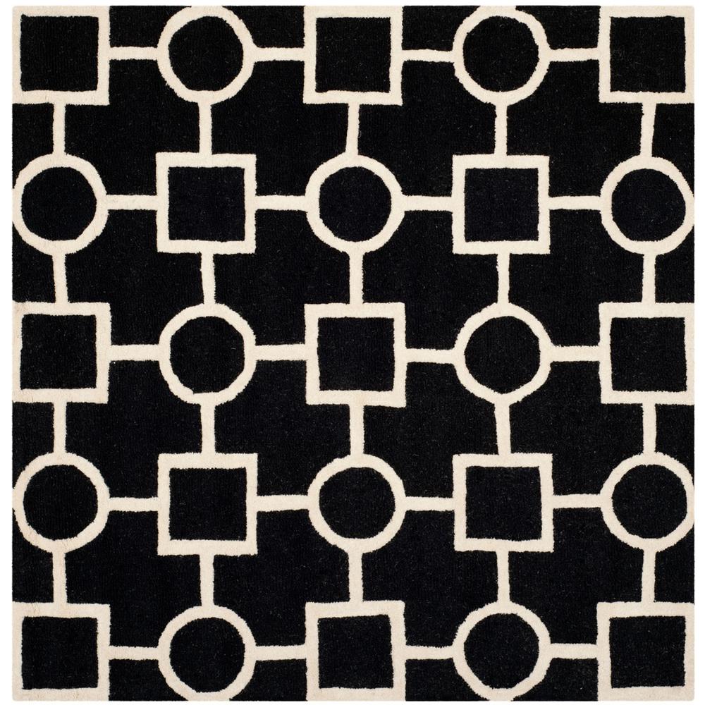 CAMBRIDGE, BLACK / IVORY, 8' X 8' Square, Area Rug, CAM143E-8SQ. Picture 1