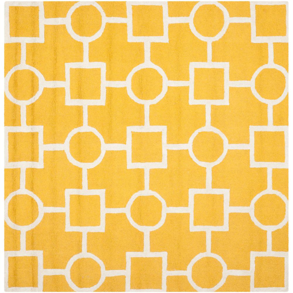 CAMBRIDGE, GOLD / IVORY, 8' X 8' Square, Area Rug, CAM143Q-8SQ. Picture 1