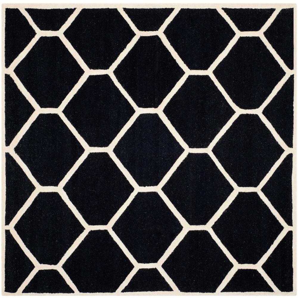CAMBRIDGE, BLACK / IVORY, 8' X 8' Square, Area Rug, CAM144E-8SQ. Picture 1