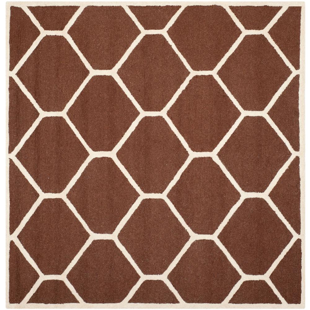 CAMBRIDGE, DARK BROWN / IVORY, 8' X 8' Square, Area Rug, CAM144H-8SQ. Picture 1