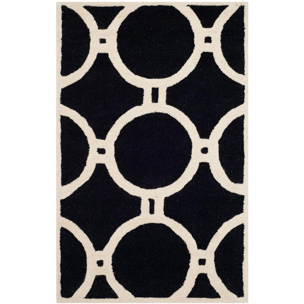CAMBRIDGE, BLACK / IVORY, 2'-6" X 4', Area Rug, CAM145E-24. Picture 1