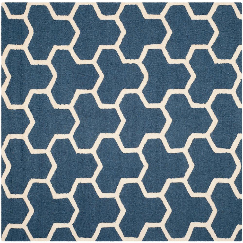 CAMBRIDGE, NAVY BLUE / IVORY, 8' X 8' Square, Area Rug, CAM146G-8SQ. Picture 1