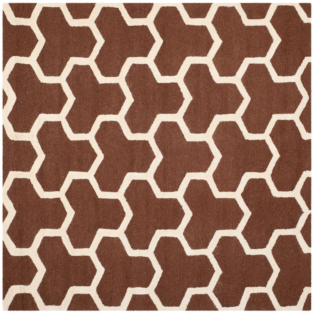 CAMBRIDGE, DARK BROWN / IVORY, 8' X 8' Square, Area Rug, CAM146H-8SQ. Picture 1