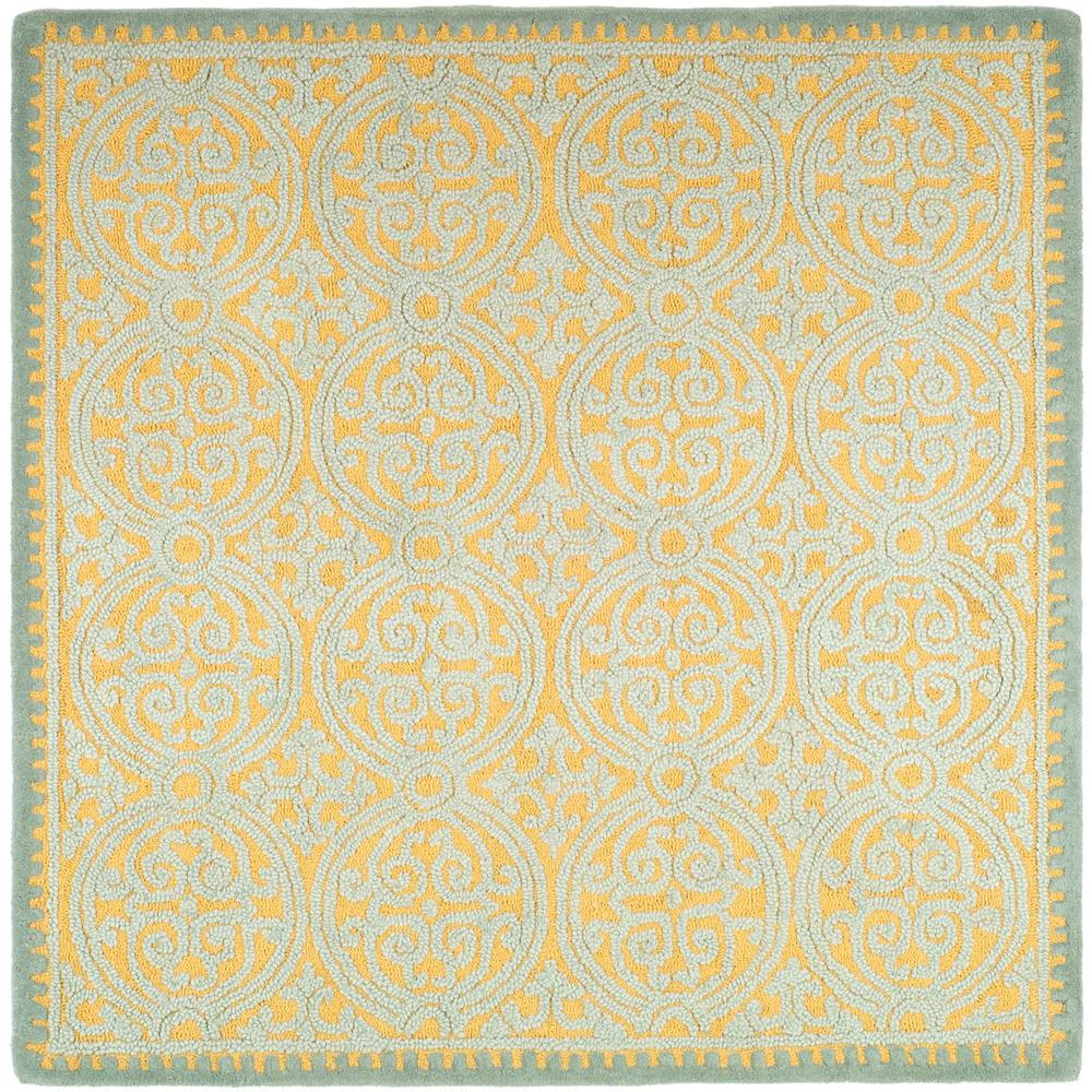 CAMBRIDGE, BLUE / GOLD, 4' X 4' Square, Area Rug. Picture 1