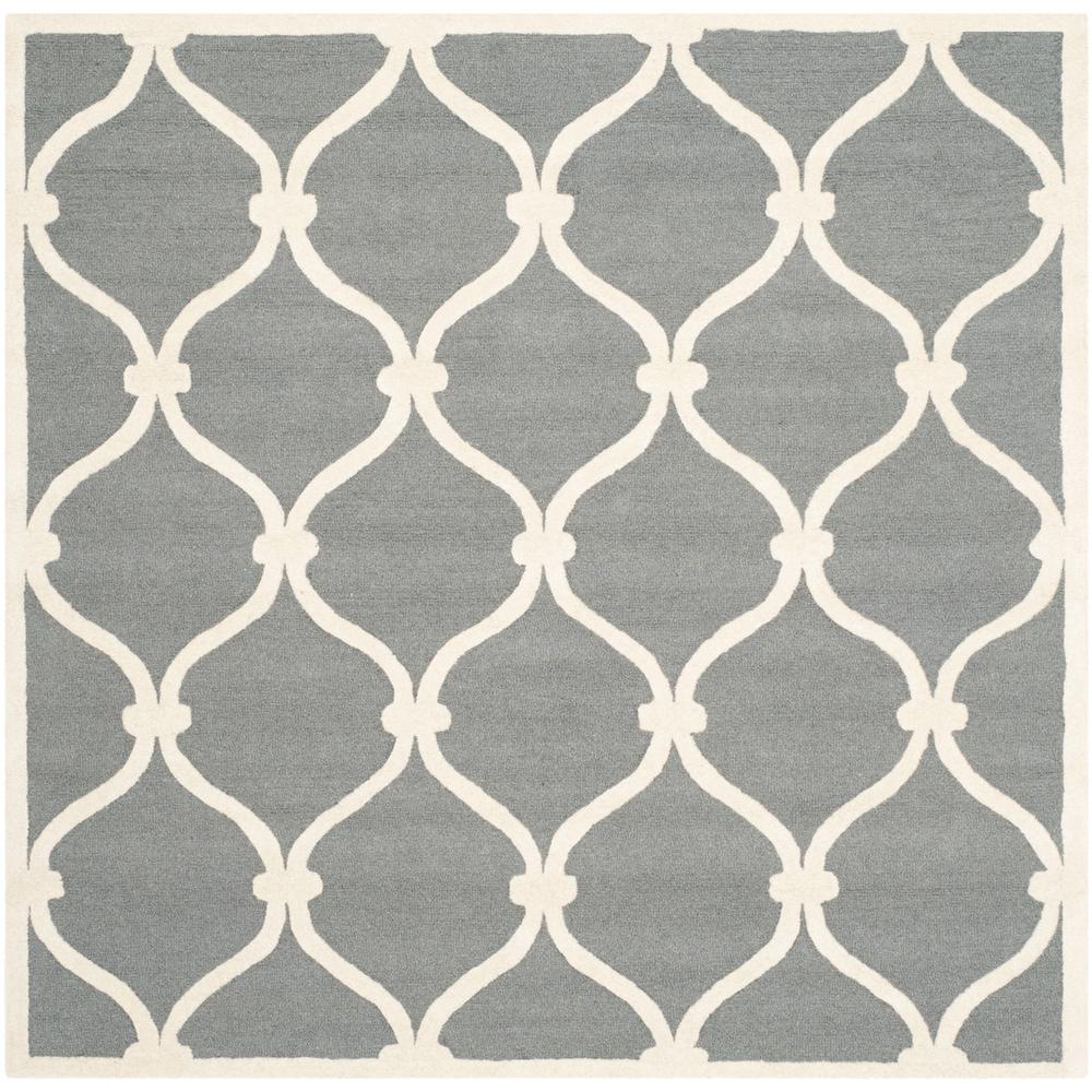 CAMBRIDGE, DARK GREY / IVORY, 8' X 8' Square, Area Rug, CAM710D-8SQ. Picture 1
