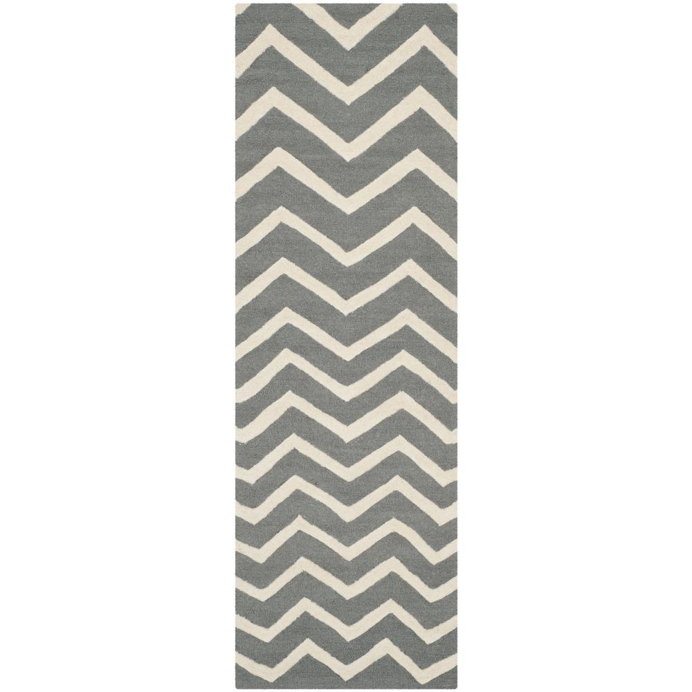 CAMBRIDGE, DARK GREY / IVORY, 2'-6" X 12', Area Rug, CAM714D-212. Picture 1