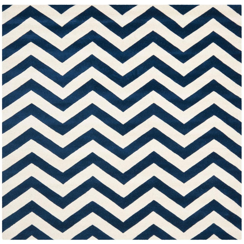 CHATHAM, DARK BLUE / IVORY, 10' X 10' Square, Area Rug. Picture 1