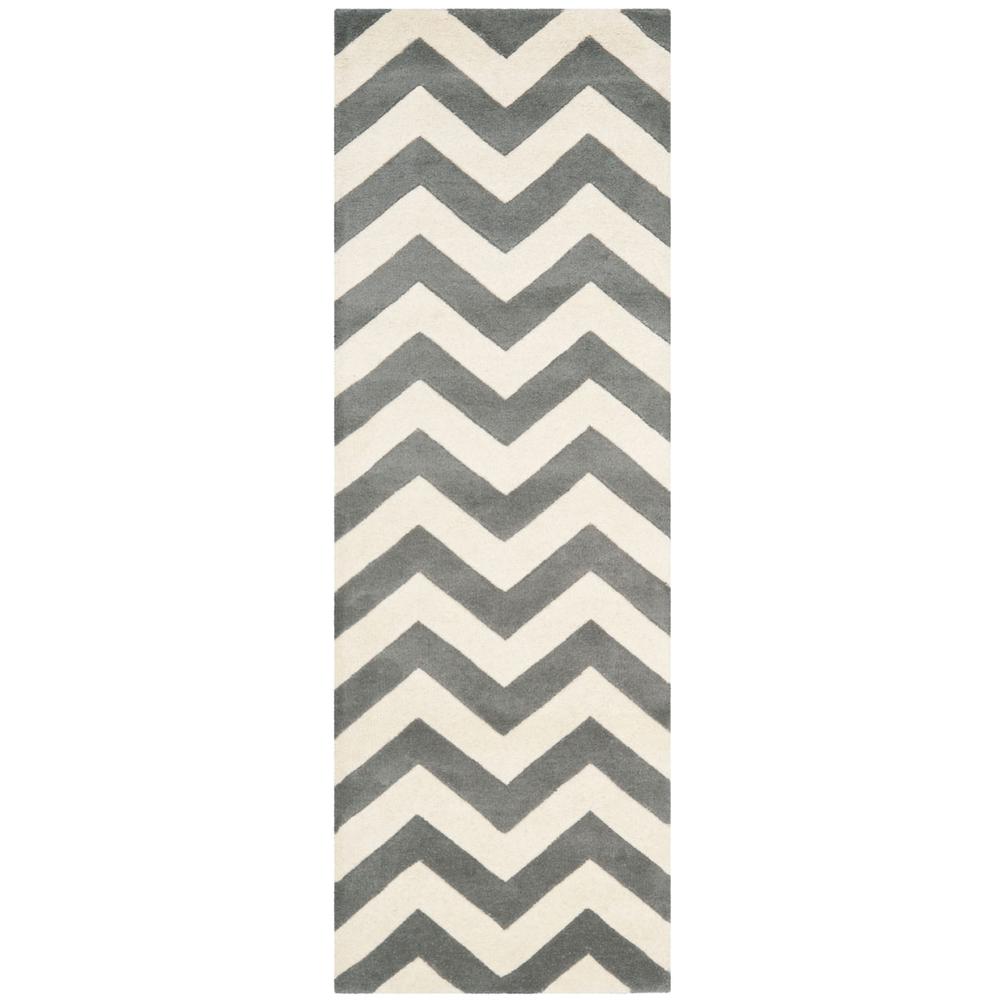 CHATHAM, DARK GREY / IVORY, 2'-3" X 13', Area Rug, CHT715D-213. Picture 1