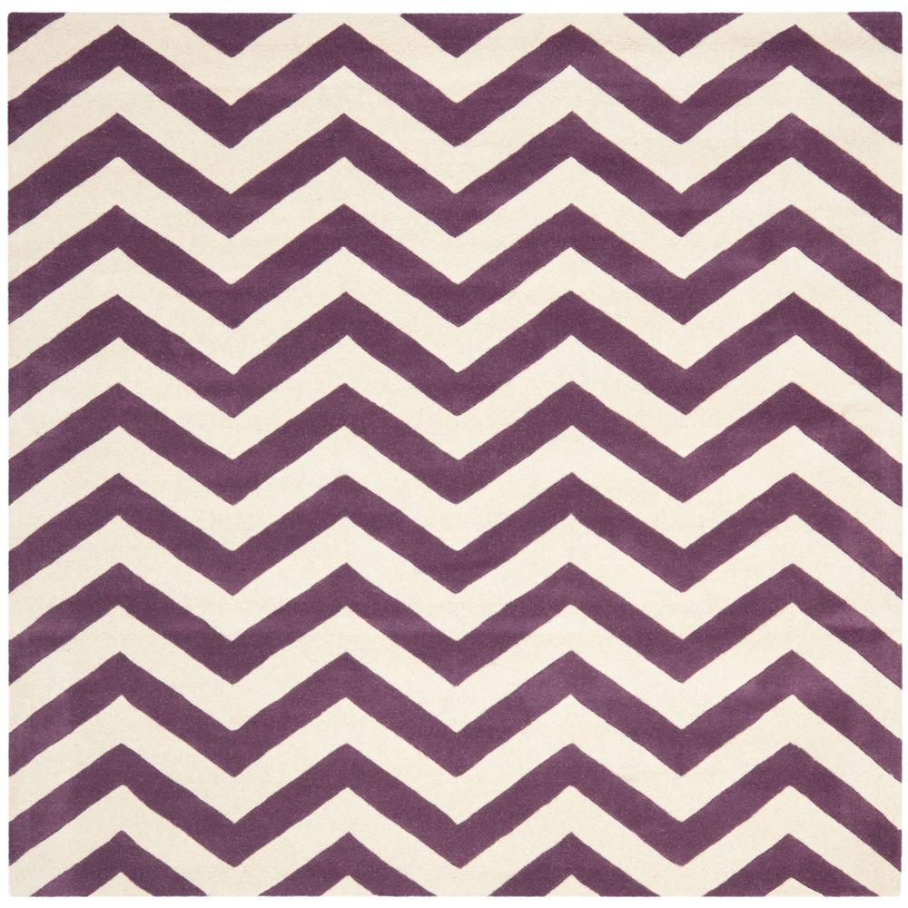CHATHAM, PURPLE / IVORY, 7' X 7' Square, Area Rug, CHT715F-7SQ. Picture 1