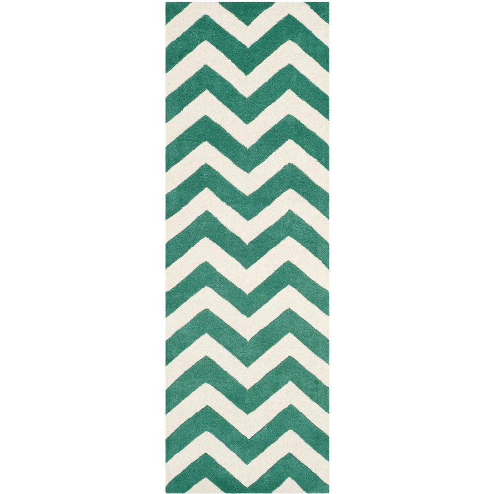 CHATHAM, TEAL / IVORY, 2'-3" X 9', Area Rug. Picture 1