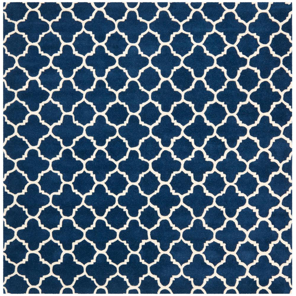 CHATHAM, DARK BLUE / IVORY, 8'-9" X 8'-9" Square, Area Rug, CHT717C-9SQ. Picture 1