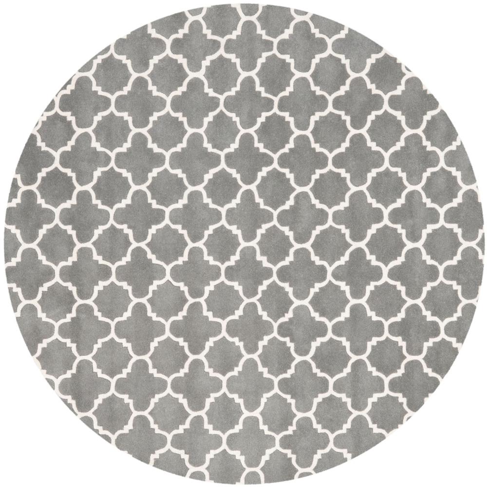 CHATHAM, DARK GREY / IVORY, 9' X 9' Round, Area Rug, CHT717D-9R. Picture 1
