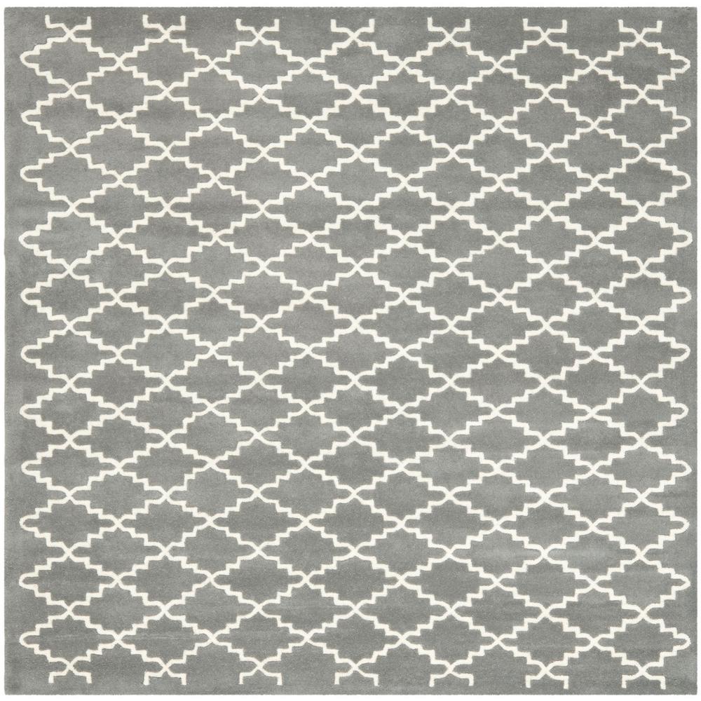 CHATHAM, DARK GREY / IVORY, 8'-9" X 8'-9" Square, Area Rug, CHT721D-9SQ. Picture 1