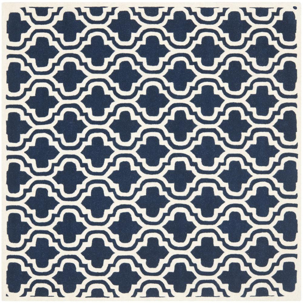 CHATHAM, DARK BLUE / IVORY, 5' X 5' Square, Area Rug, CHT727C-5SQ. Picture 1
