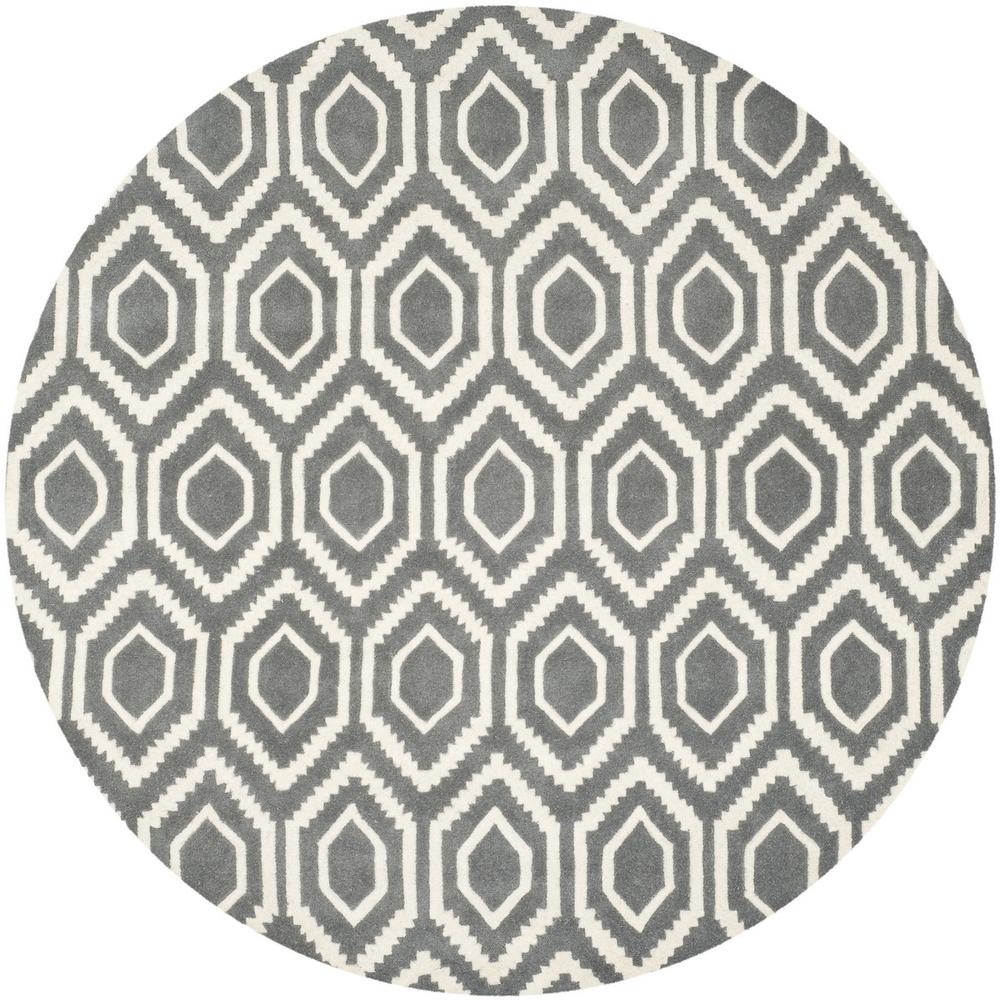 CHATHAM, DARK GREY / IVORY, 7' X 7' Round, Area Rug, CHT731D-7R. Picture 1
