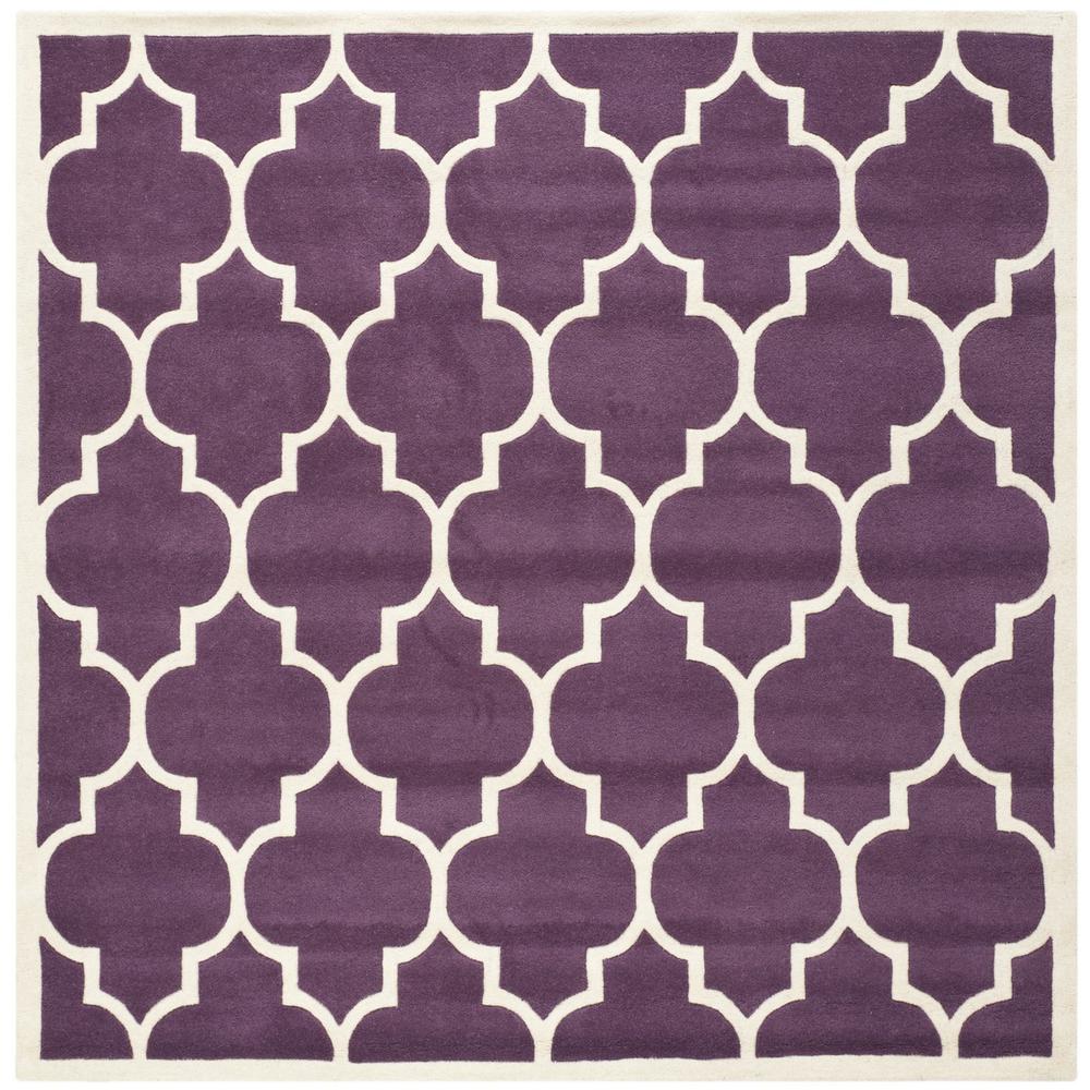 CHATHAM, PURPLE / IVORY, 7' X 7' Square, Area Rug, CHT733F-7SQ. Picture 1