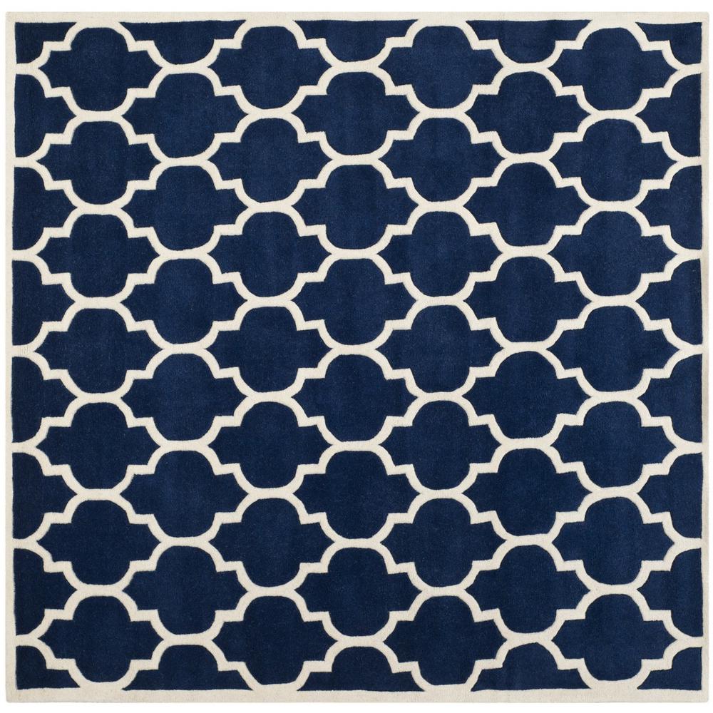 CHATHAM, DARK BLUE / IVORY, 7' X 7' Square, Area Rug, CHT734C-7SQ. Picture 1