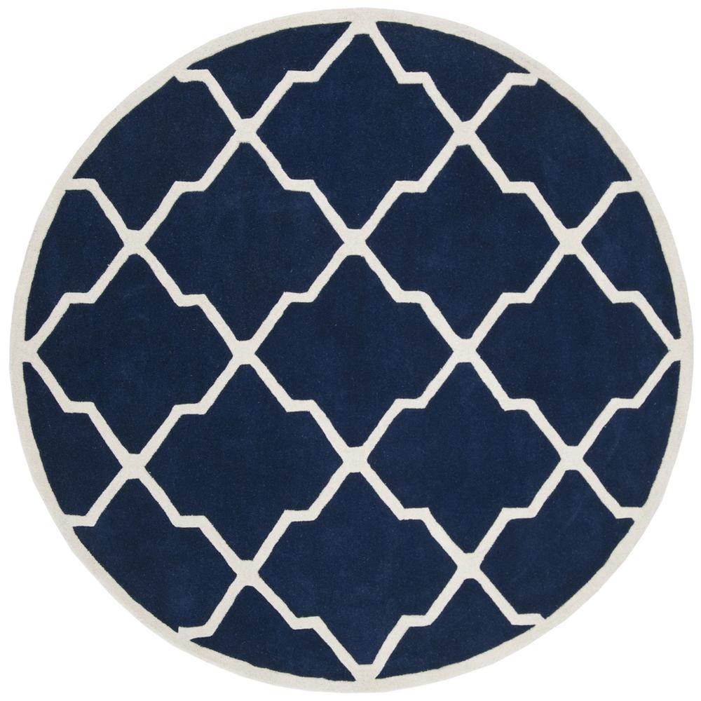 CHATHAM, DARK BLUE / IVORY, 7' X 7' Round, Area Rug, CHT735C-7R. Picture 1
