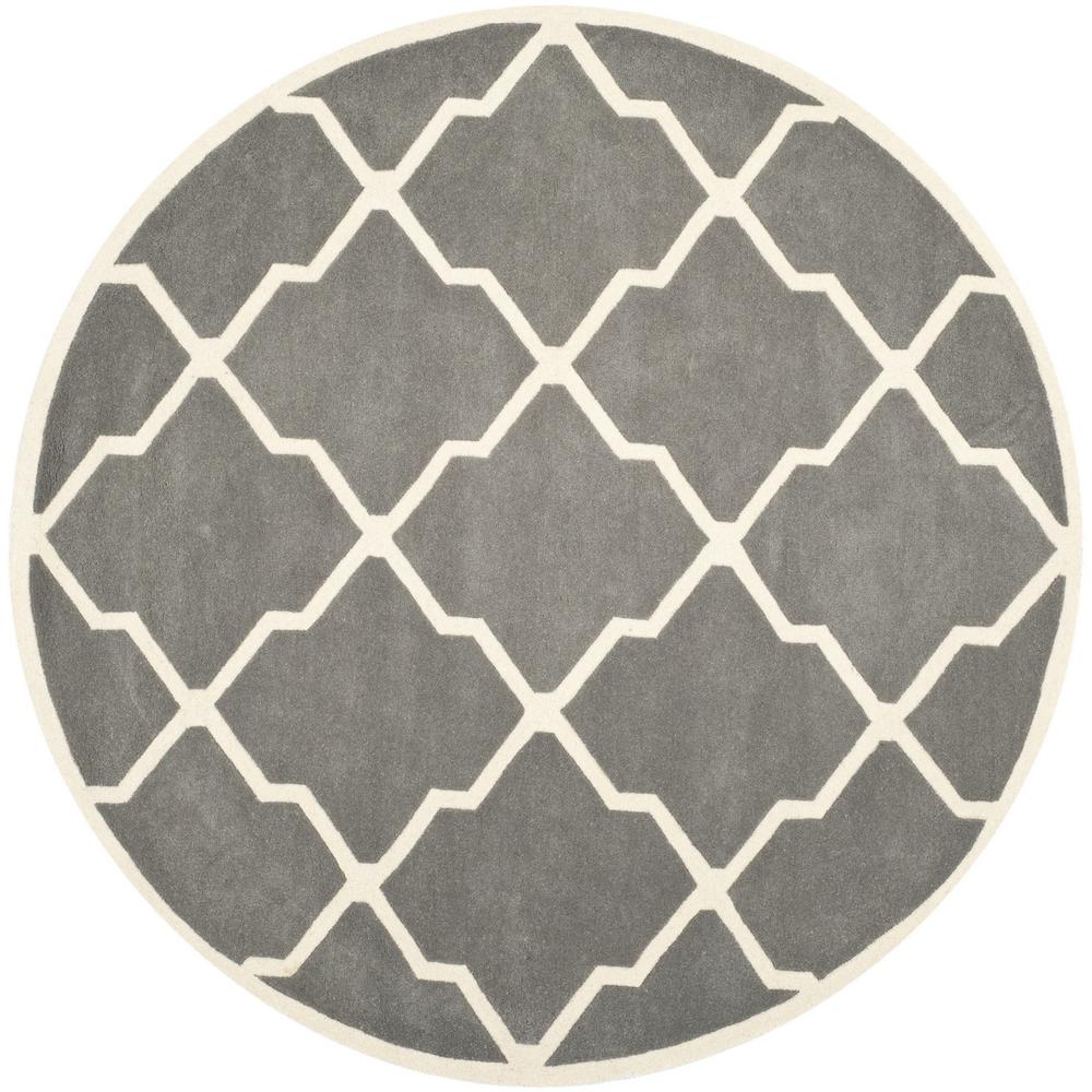 CHATHAM, DARK GREY / IVORY, 7' X 7' Round, Area Rug, CHT735D-7R. Picture 1