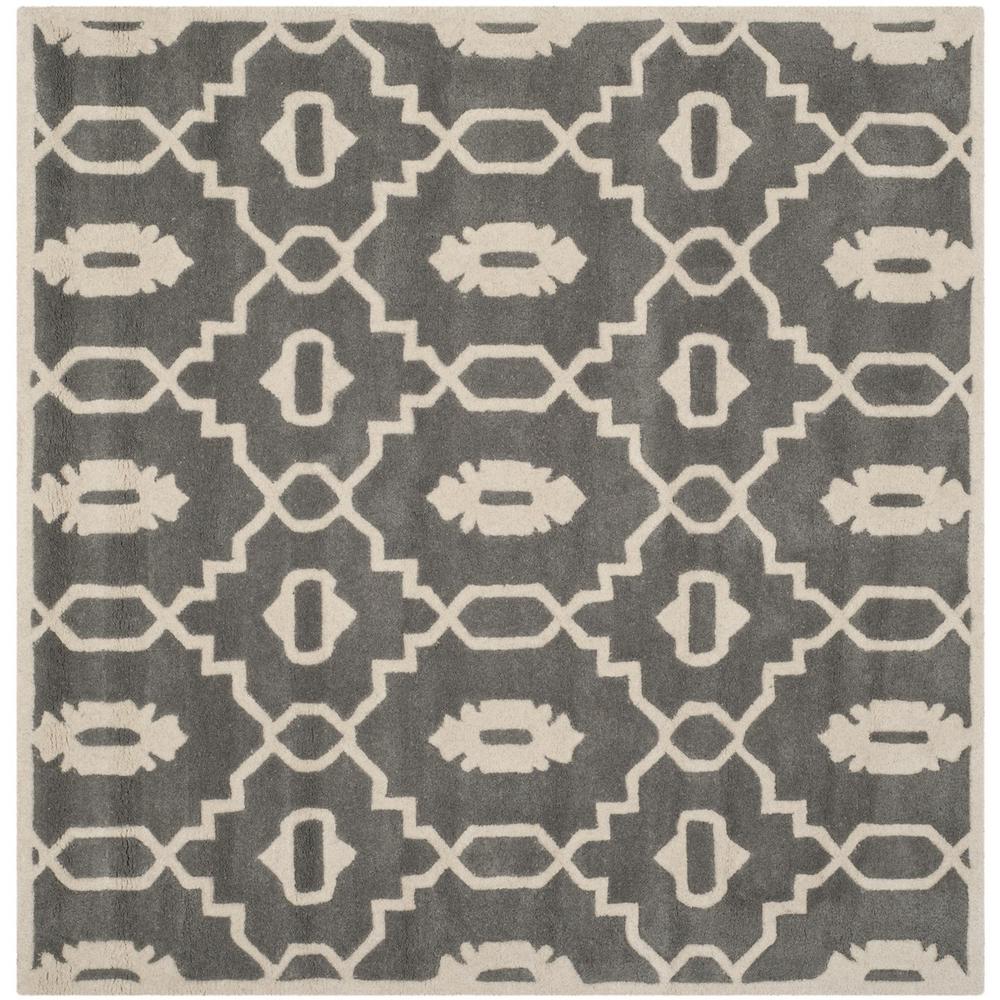 CHATHAM, DARK GREY / IVORY, 5' X 5' Square, Area Rug, CHT745D-5SQ. Picture 1