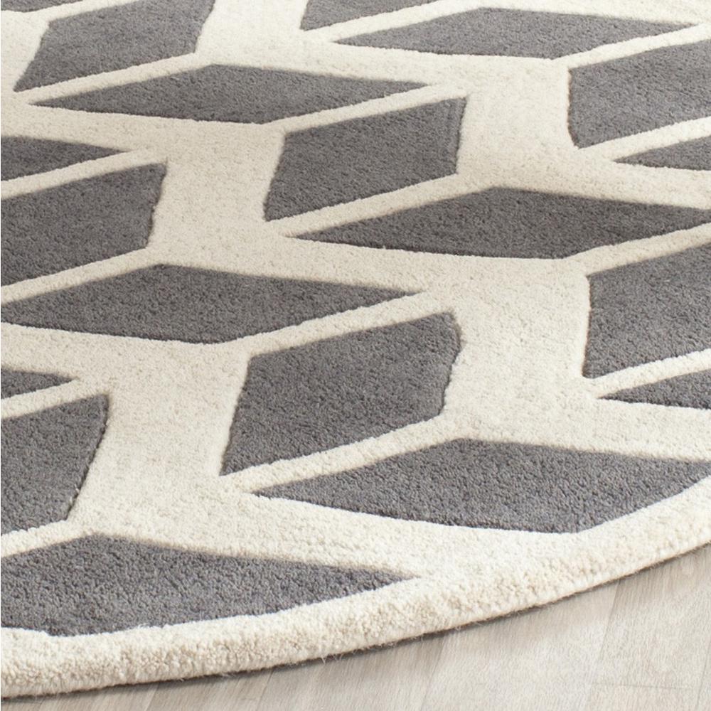 CHATHAM, DARK GREY / IVORY, 7' X 7' Round, Area Rug, CHT746D-7R. Picture 1