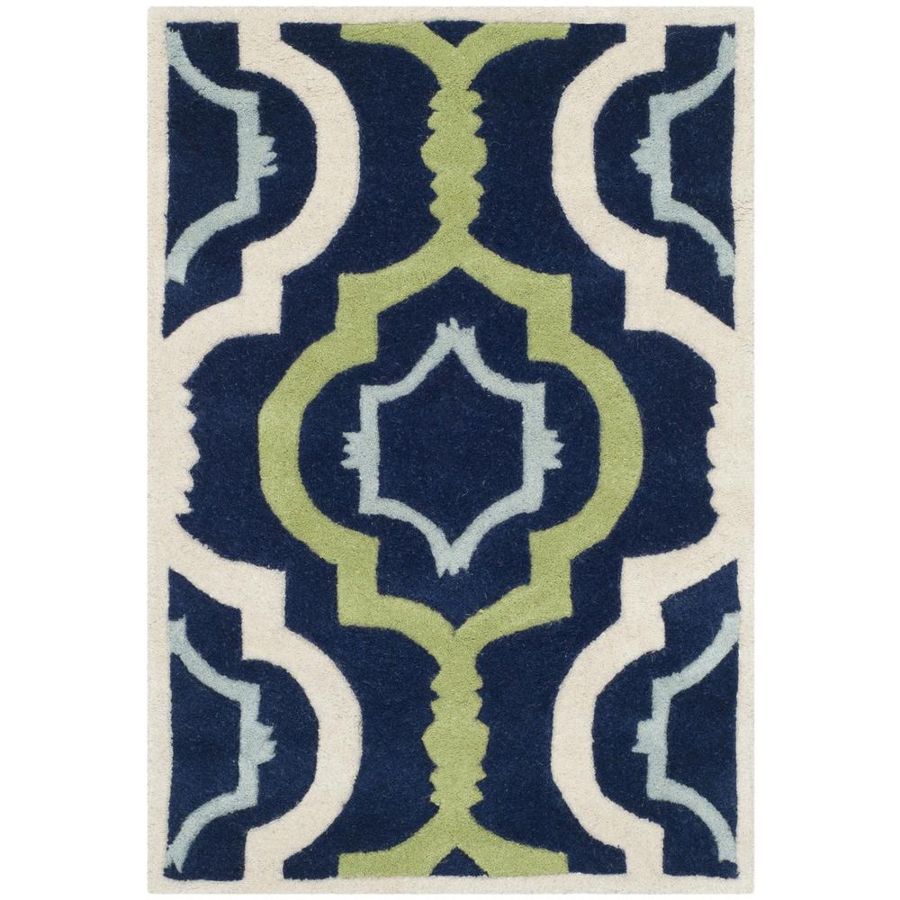 CHATHAM, DARK BLUE / MULTI, 3' X 3' Round, Area Rug. Picture 1