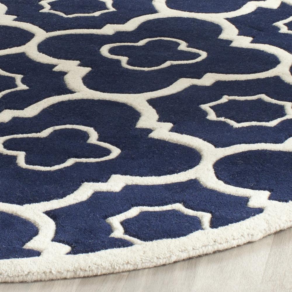CHATHAM, DARK BLUE / IVORY, 7' X 7' Round, Area Rug, CHT750C-7R. Picture 1