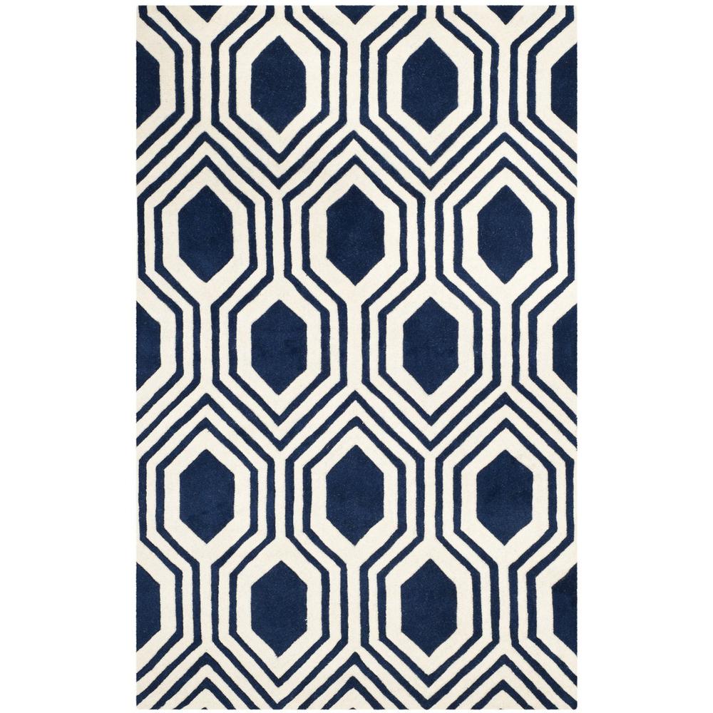 CHATHAM, DARK BLUE / IVORY, 6' X 9', Area Rug, CHT760C-6. Picture 1
