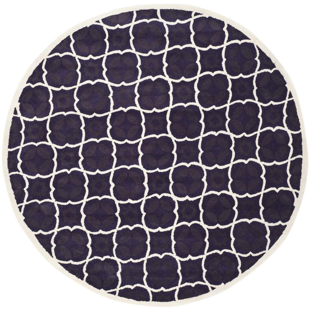 CHATHAM, PURPLE / IVORY, 7' X 7' Round, Area Rug, CHT821B-7R. Picture 1