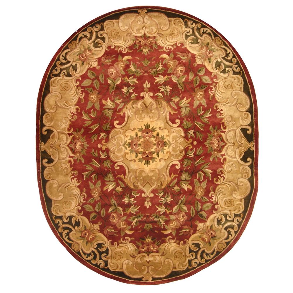 CLASSIC, RUST / GREEN, 7'-6" X 9'-6" Oval, Area Rug. Picture 1