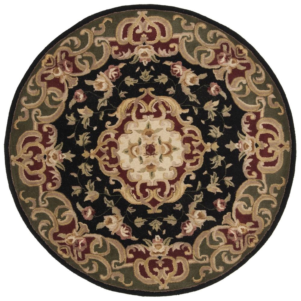 CLASSIC, BLACK / GREEN, 6' X 6' Round, Area Rug. Picture 1
