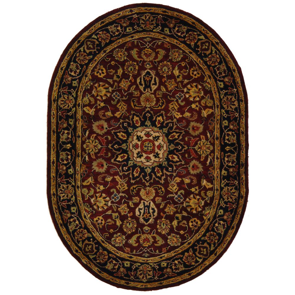 CLASSIC, BURGUNDY / NAVY, 7'-6" X 9'-6" Oval, Area Rug. Picture 1