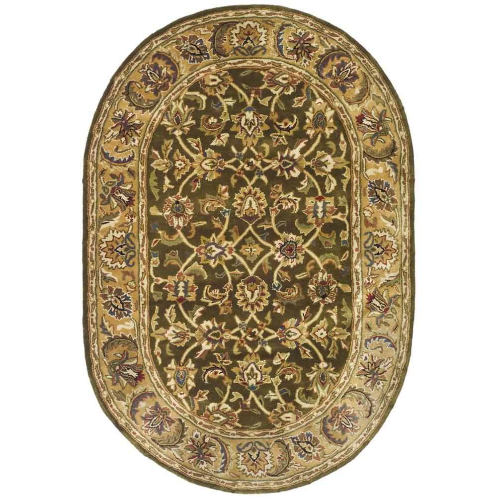 CLASSIC, OLIVE / CAMEL, 7'-6" X 9'-6" Oval, Area Rug. Picture 1