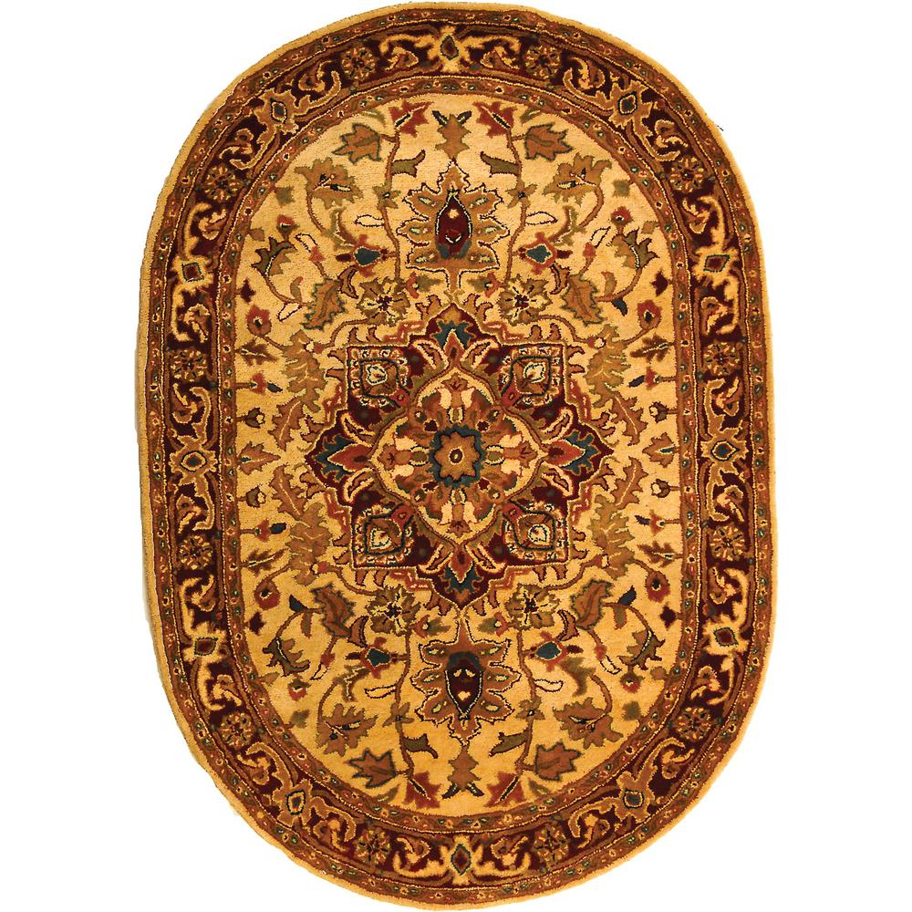 CLASSIC, LIGHT GOLD / RED, 7'-6" X 9'-6" Oval, Area Rug. Picture 1