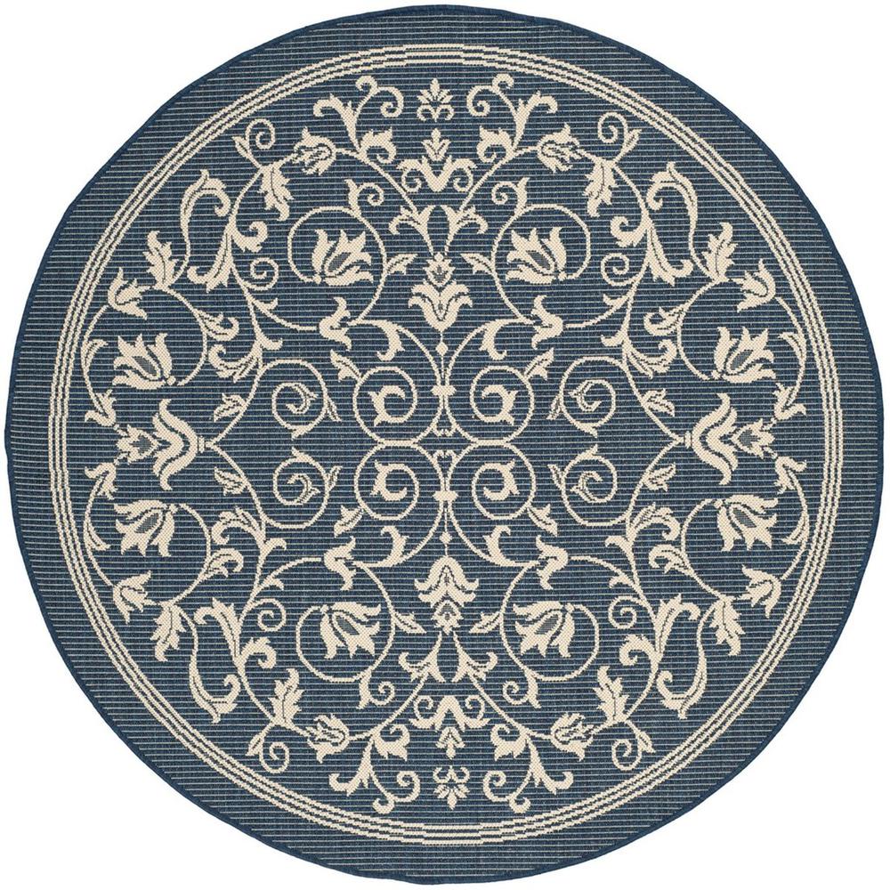 COURTYARD, NAVY / BEIGE, 6'-7" X 6'-7" Round, Area Rug, CY2098-268-7R. Picture 1