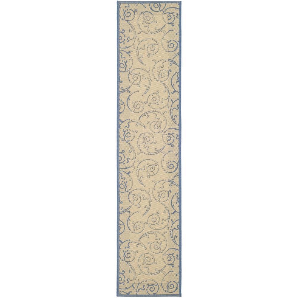 COURTYARD, NATURAL / BLUE, 2'-3" X 10', Area Rug, CY2665-3101-210. Picture 1