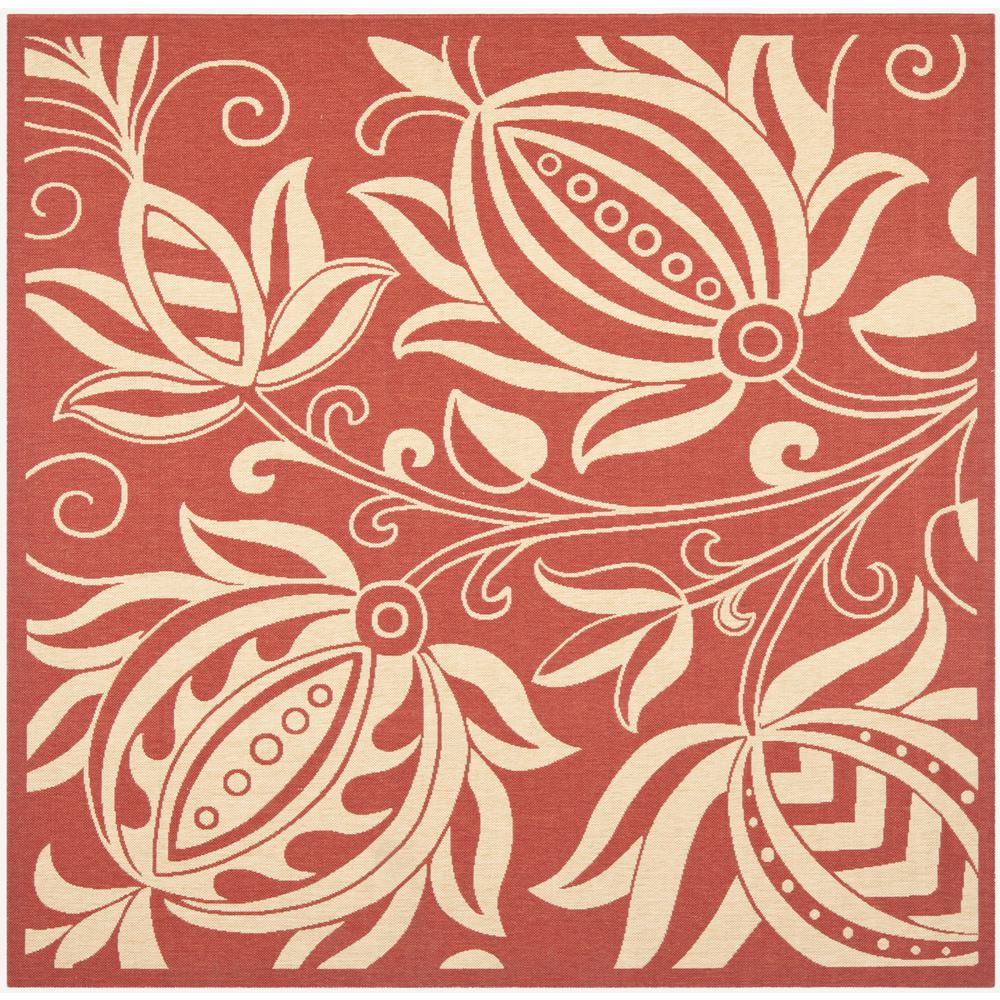 COURTYARD, RED / NATURAL, 7'-10" X 7'-10" Square, Area Rug, CY2961-3707-8SQ. Picture 1