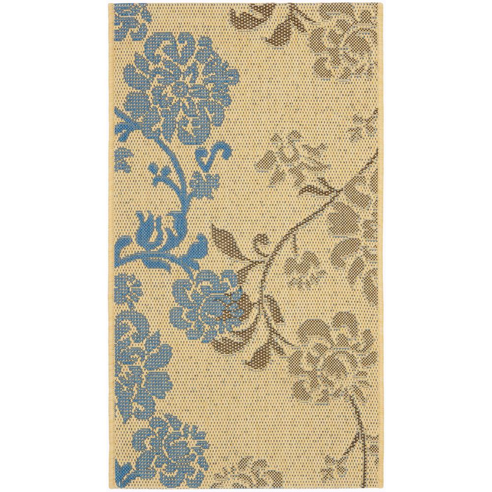 COURTYARD, NATURAL BROWN / BLUE, 2'-7" X 5', Area Rug, CY4027B-3. Picture 1