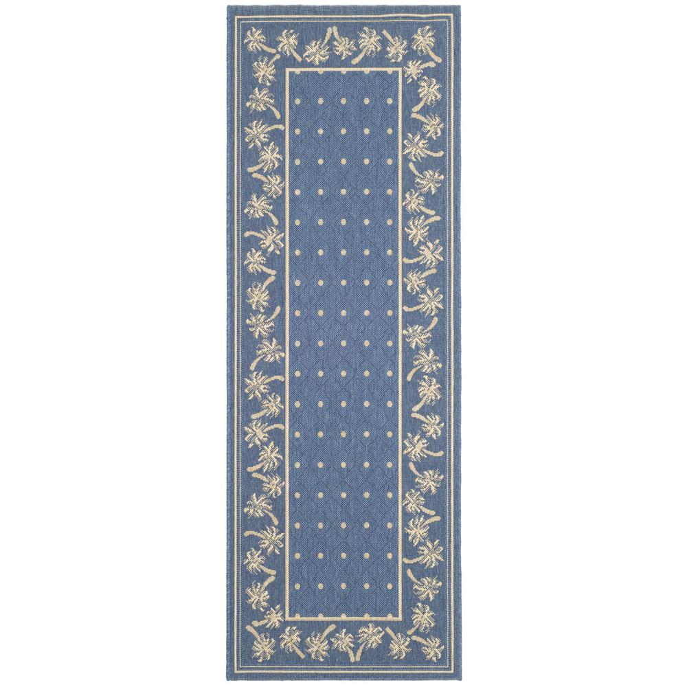 COURTYARD, BLUE / IVORY, 2'-7" X 8'-2", Area Rug. Picture 1