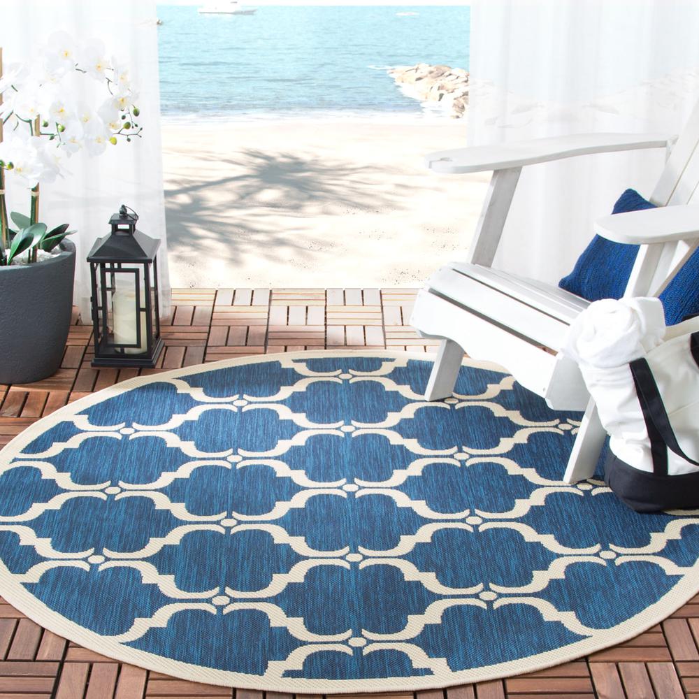 COURTYARD, NAVY / BEIGE, 5'-3" X 5'-3" Round, Area Rug, CY6009-268-5R. Picture 1