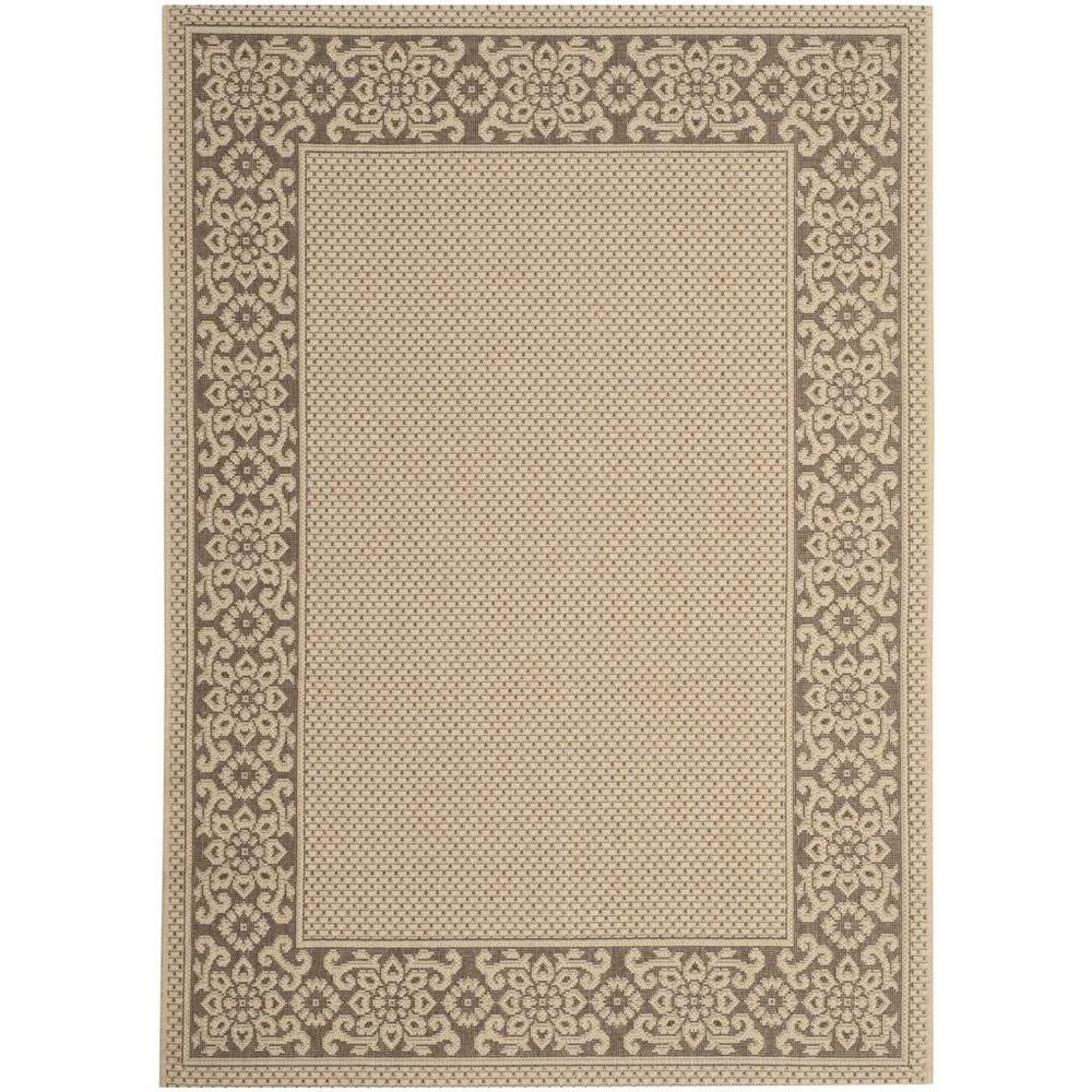 COURTYARD, CREAM / LIGHT CHOCOLATE, 6'-7" X 9'-6", Area Rug. Picture 1