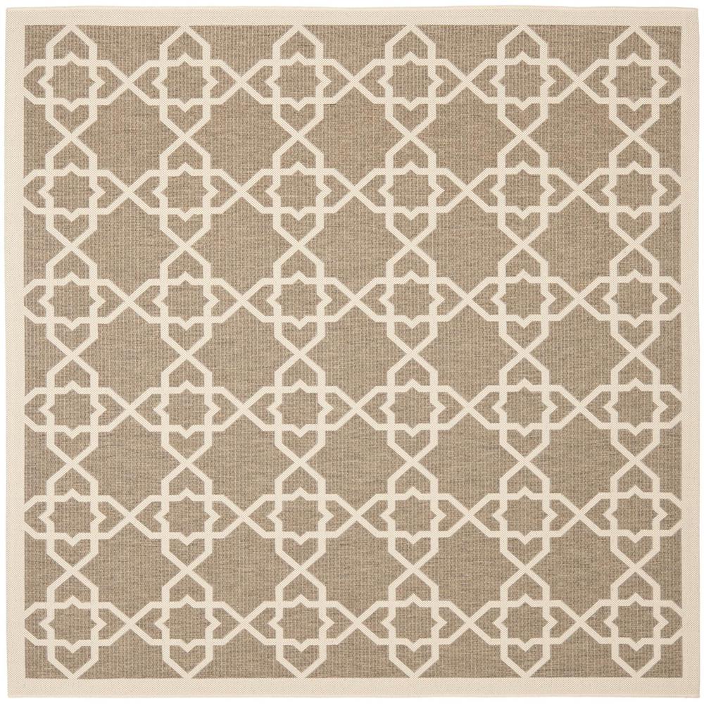 COURTYARD, BROWN / BEIGE, 7'-10" X 7'-10" Square, Area Rug. Picture 1
