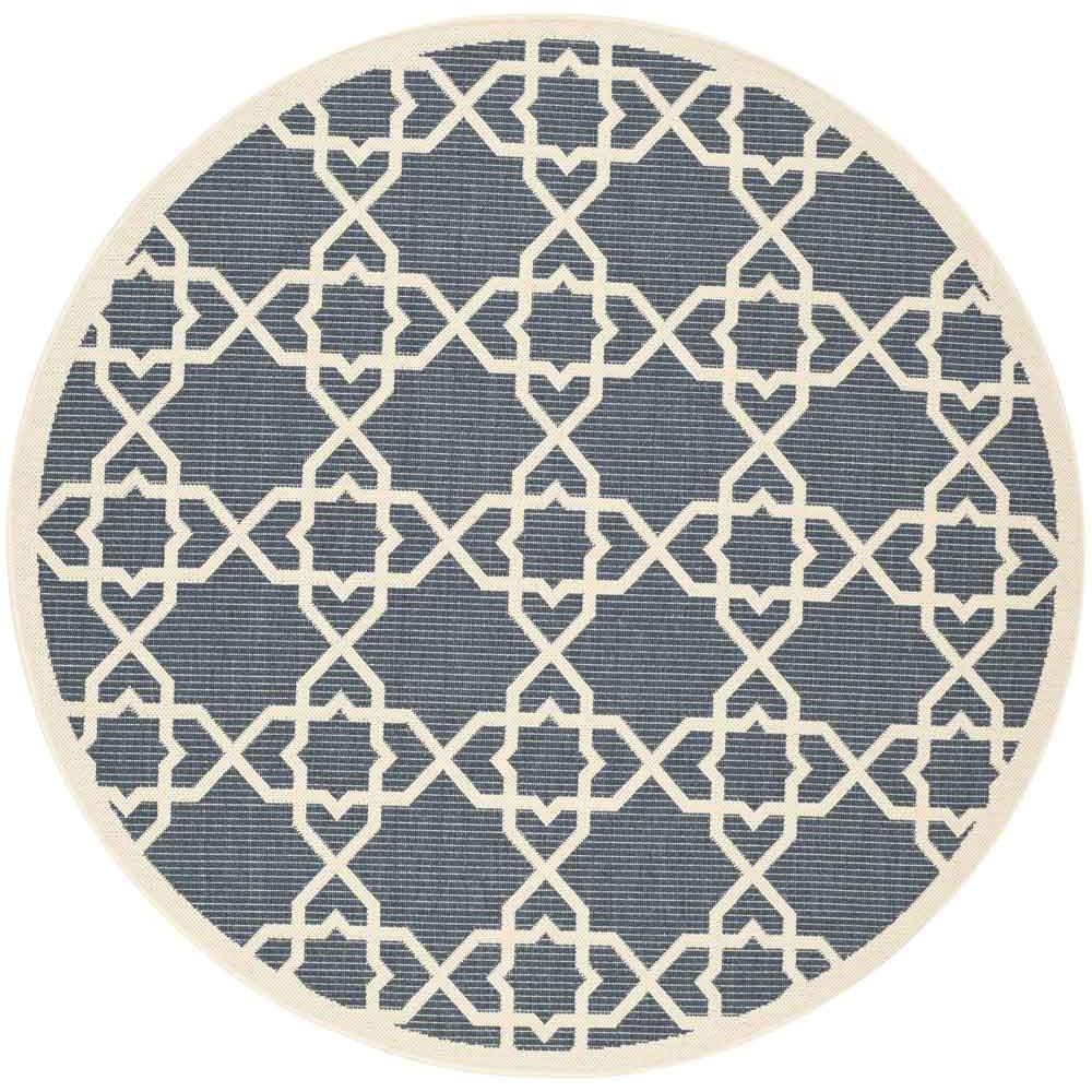 COURTYARD, NAVY / BEIGE, 6'-7" X 6'-7" Round, Area Rug, CY6032-268-7R. Picture 1