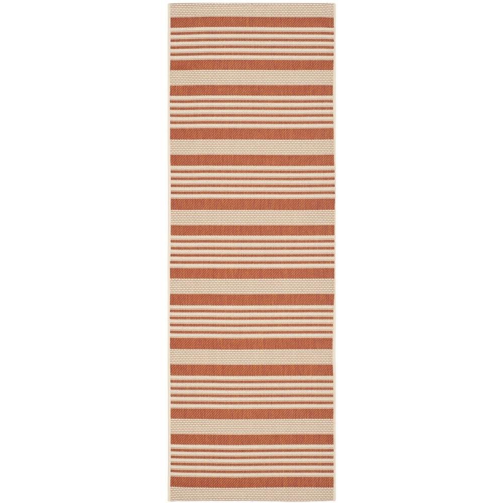 COURTYARD, TERRACOTTA / BEIGE, 2'-3" X 12', Area Rug. Picture 1