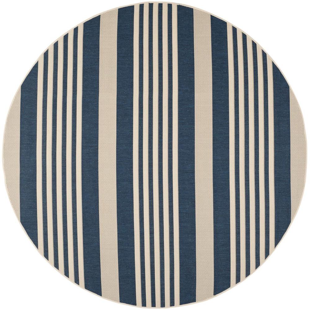 COURTYARD, NAVY / BEIGE, 7'-10" X 7'-10" Round, Area Rug, CY6062-268-8R. Picture 1