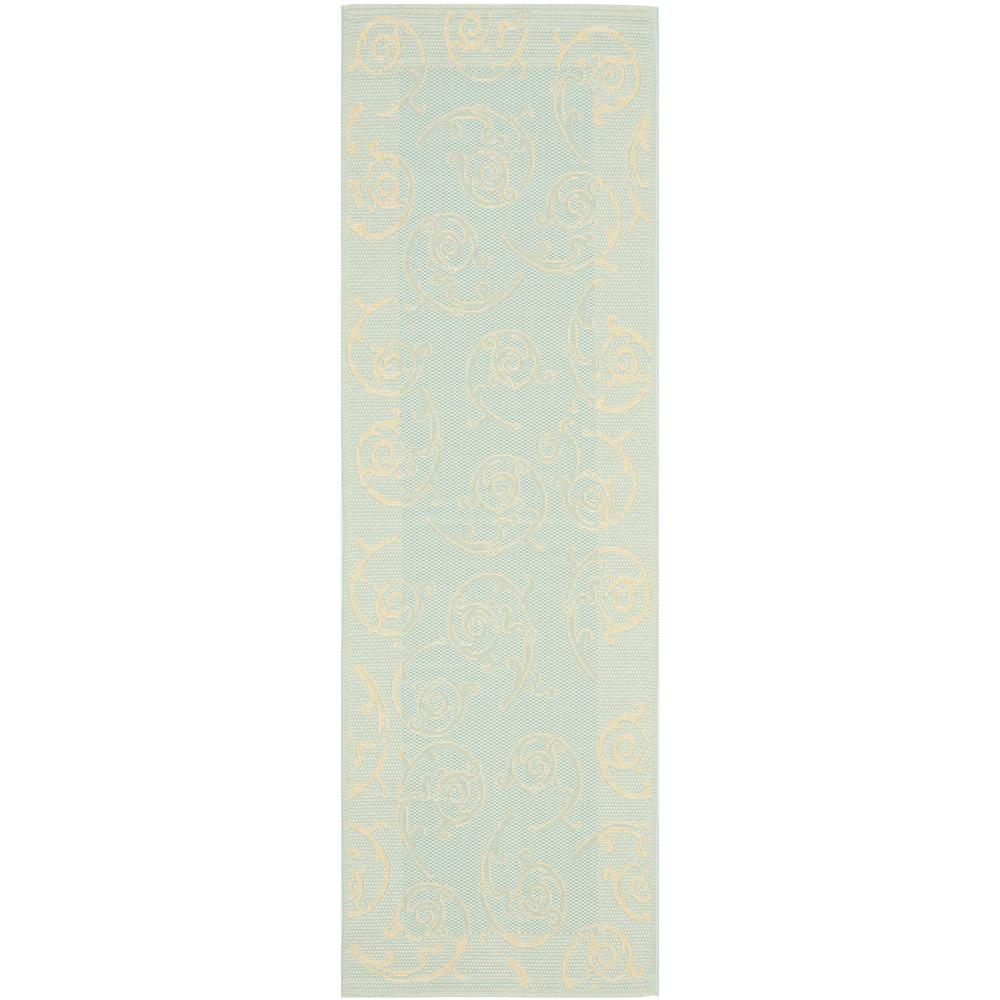 COURTYARD, AQUA / CREAM, 2'-3" X 6'-7", Area Rug, CY6108-25-27. Picture 1