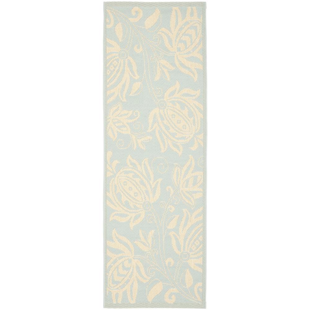 COURTYARD, AQUA / CREAM, 2'-3" X 6'-7", Area Rug, CY6109-25-27. Picture 1