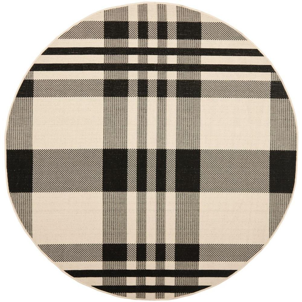COURTYARD, BLACK / BONE, 6'-7" X 6'-7" Round, Area Rug, CY6201-216-7R. Picture 1