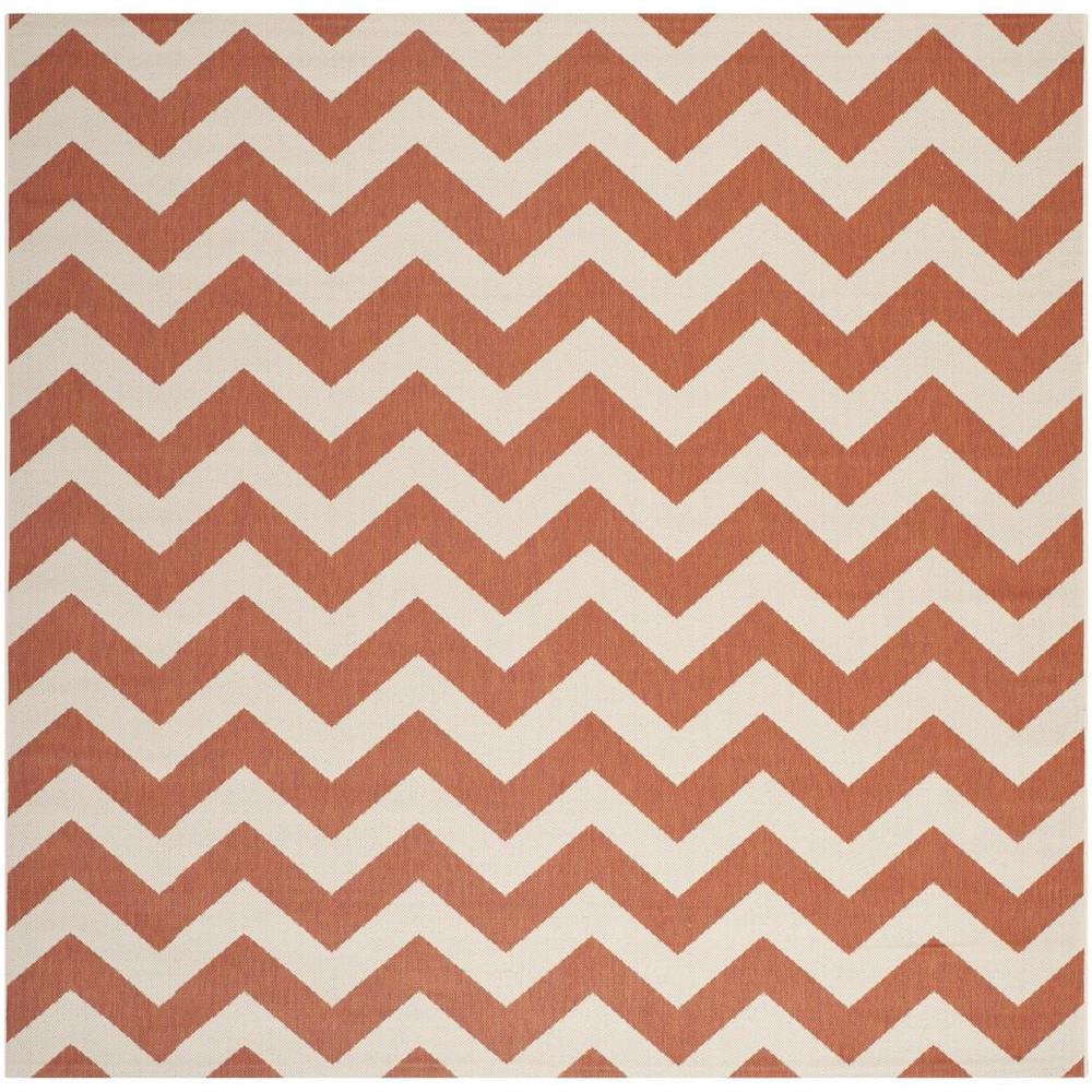 COURTYARD, TERRACOTTA / BEIGE, 5'-3" X 5'-3" Square, Area Rug. Picture 1