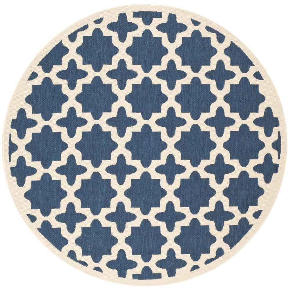 COURTYARD, NAVY / BEIGE, 5'-3" X 5'-3" Round, Area Rug, CY6913-268-5R. Picture 1
